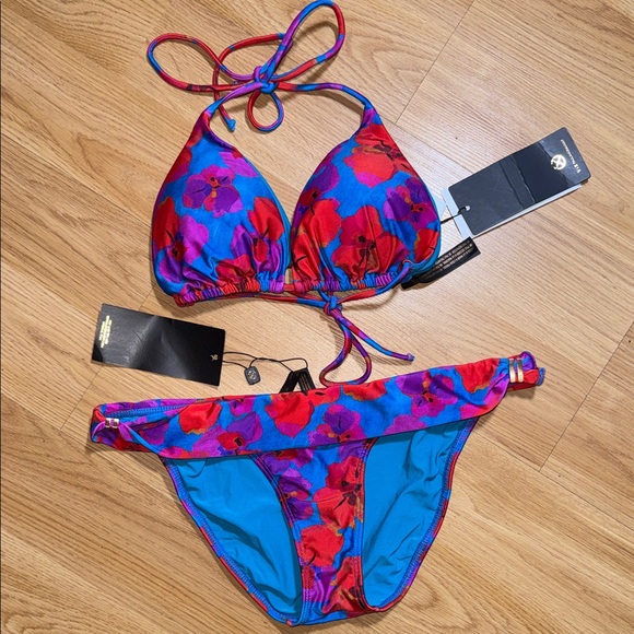 NWT ViX Paula Hermanny Swimwear Mabel Bikini 2 Piece Set Large Hibiscus - Picture 1 of 7